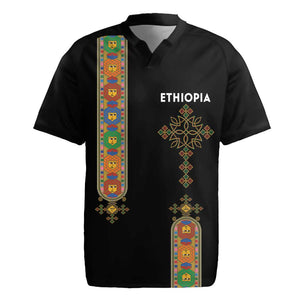 Ethiopia Saba Kemis Rugby Jersey Lion Of Judah Black Color