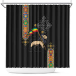 Ethiopia Saba Kemis Shower Curtain Lion Of Judah Black Color