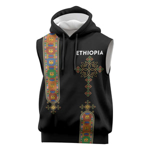 Ethiopia Saba Kemis Sleeveless Hoodie Lion Of Judah Black Color - African Pride