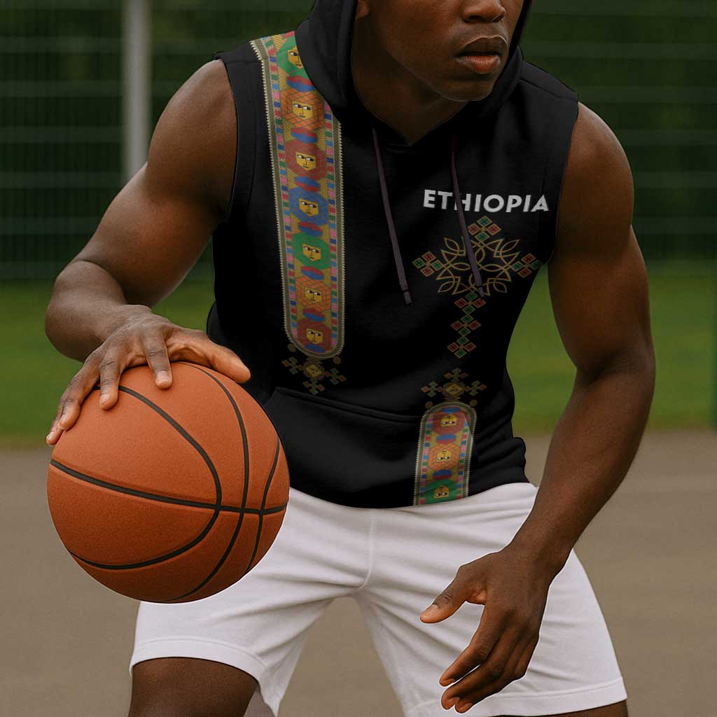 Ethiopia Saba Kemis Sleeveless Hoodie Lion Of Judah Black Color - African Pride