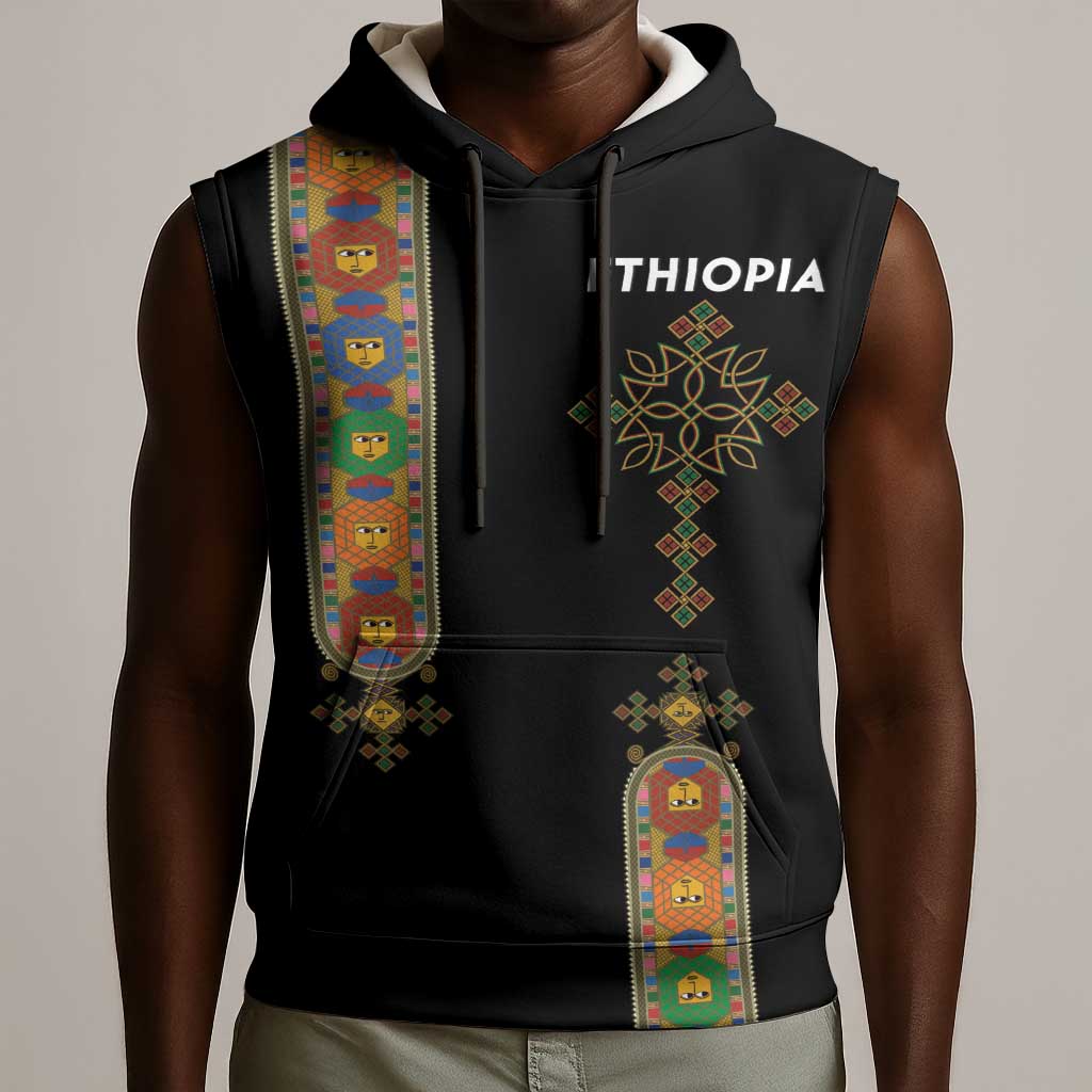 Ethiopia Saba Kemis Sleeveless Hoodie Lion Of Judah Black Color - African Pride