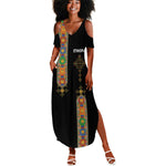 Ethiopia Saba Kemis Summer Maxi Dress Lion Of Judah Black Color