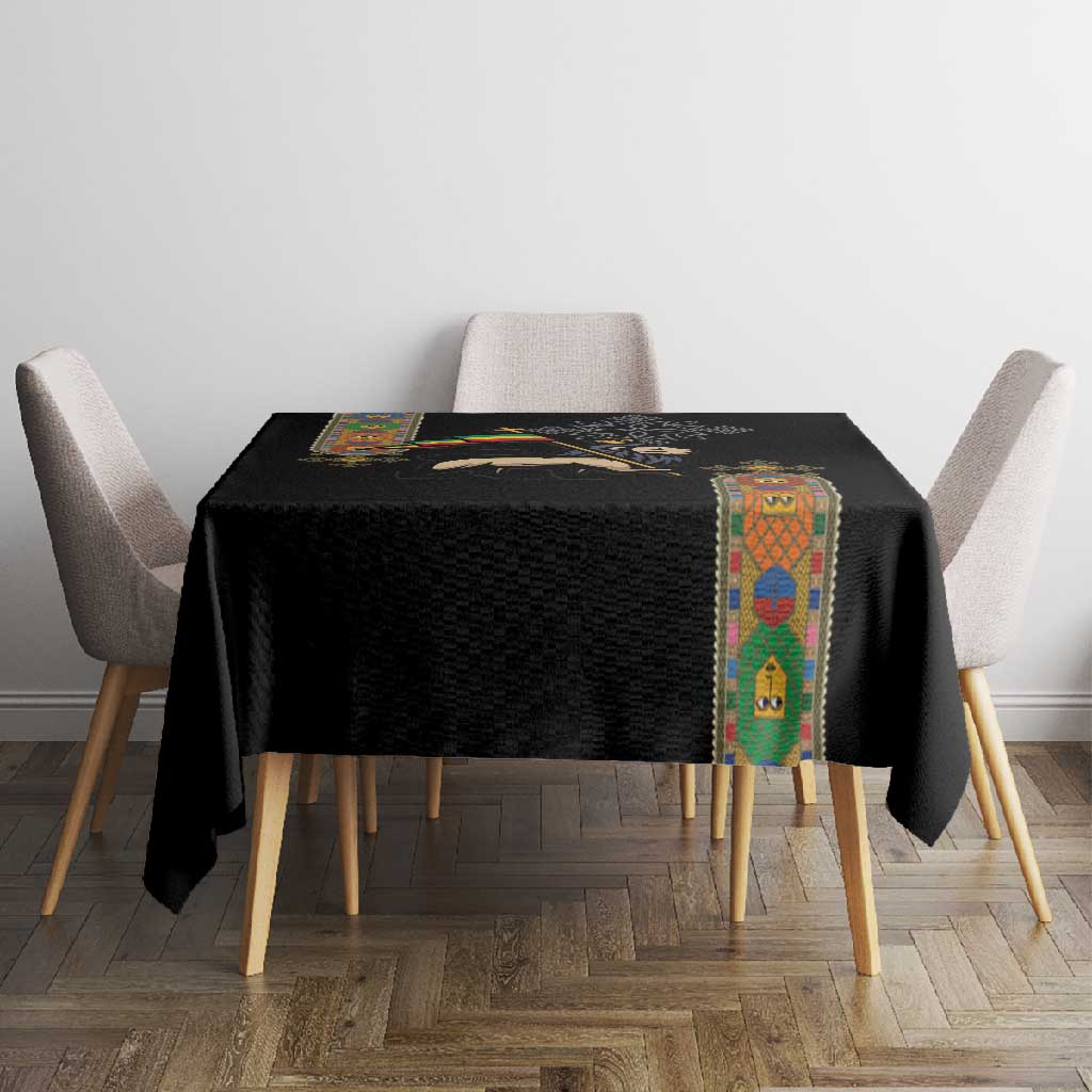 Ethiopia Saba Kemis Tablecloth Lion Of Judah Black Color