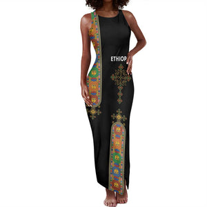 Ethiopia Saba Kemis Tank Maxi Dress Lion Of Judah Black Color