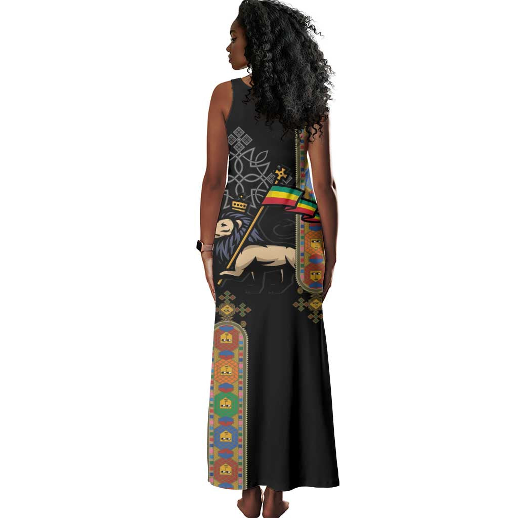 Ethiopia Saba Kemis Tank Maxi Dress Lion Of Judah Black Color