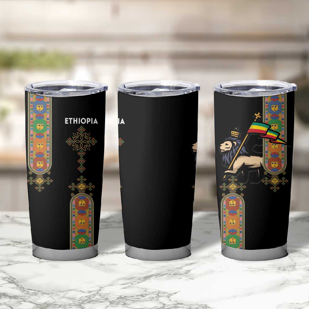 Ethiopia Saba Kemis Tumbler Cup Lion Of Judah Black Color