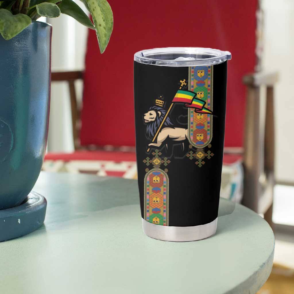 Ethiopia Saba Kemis Tumbler Cup Lion Of Judah Black Color