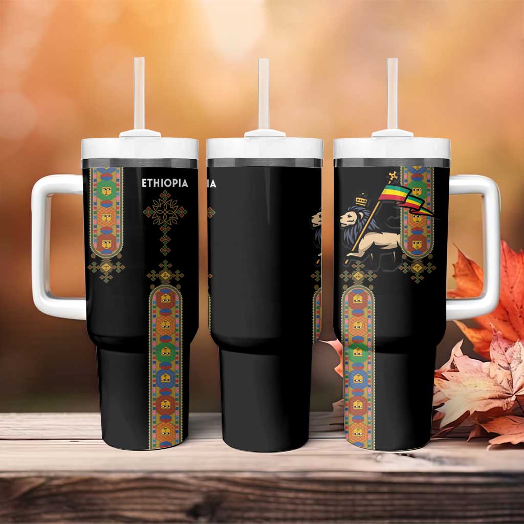 Ethiopia Saba Kemis Tumbler With Handle Lion Of Judah Black Color
