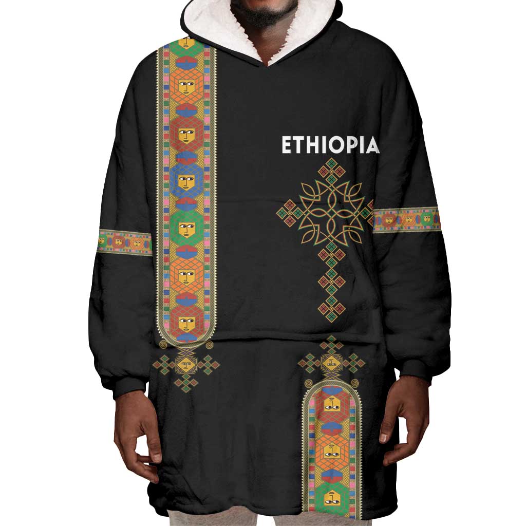 Ethiopia Saba Kemis Wearable Blanket Hoodie Lion Of Judah Black Color