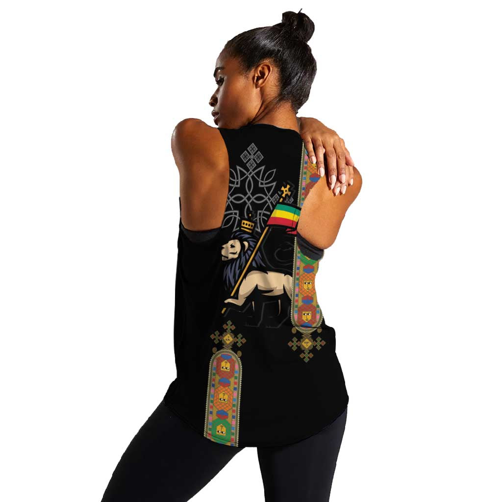 Ethiopia Saba Kemis Women Racerback Tank Lion Of Judah Black Color