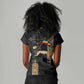 Ethiopia Saba Kemis Women V-Neck T-Shirt Lion Of Judah Black Color