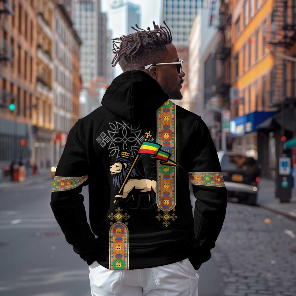 Ethiopia Saba Kemis Zip Hoodie Lion Of Judah Black Color