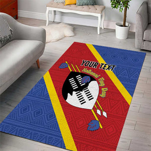 Personalized Happy Swaziland National Flag Day Area Rug Nguni Shield Flag Style - African Pattern