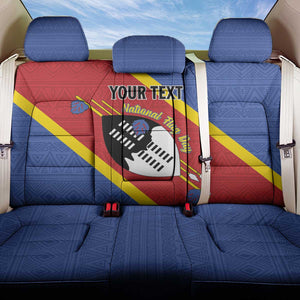 Personalized Happy Swaziland National Flag Day Back Car Seat Cover Nguni Shield Flag Style - African Pattern