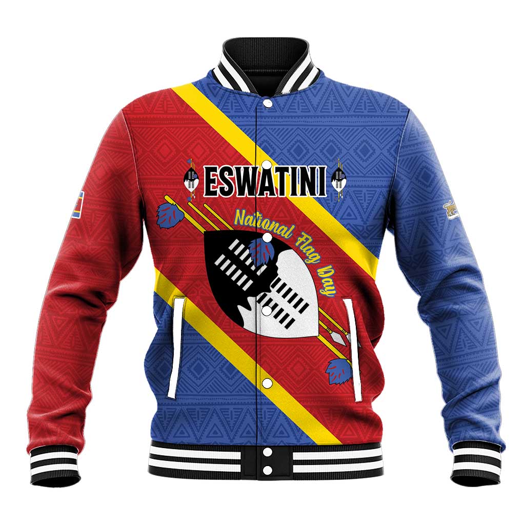 Personalized Happy Swaziland National Flag Day Baseball Jacket Nguni Shield Flag Style - African Pattern
