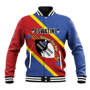 Personalized Happy Swaziland National Flag Day Baseball Jacket Nguni Shield Flag Style - African Pattern