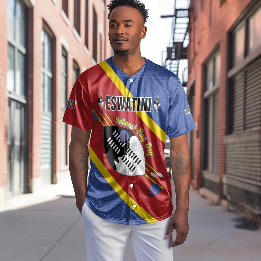 Personalized Happy Swaziland National Flag Day Baseball Jersey Nguni Shield Flag Style - African Pattern
