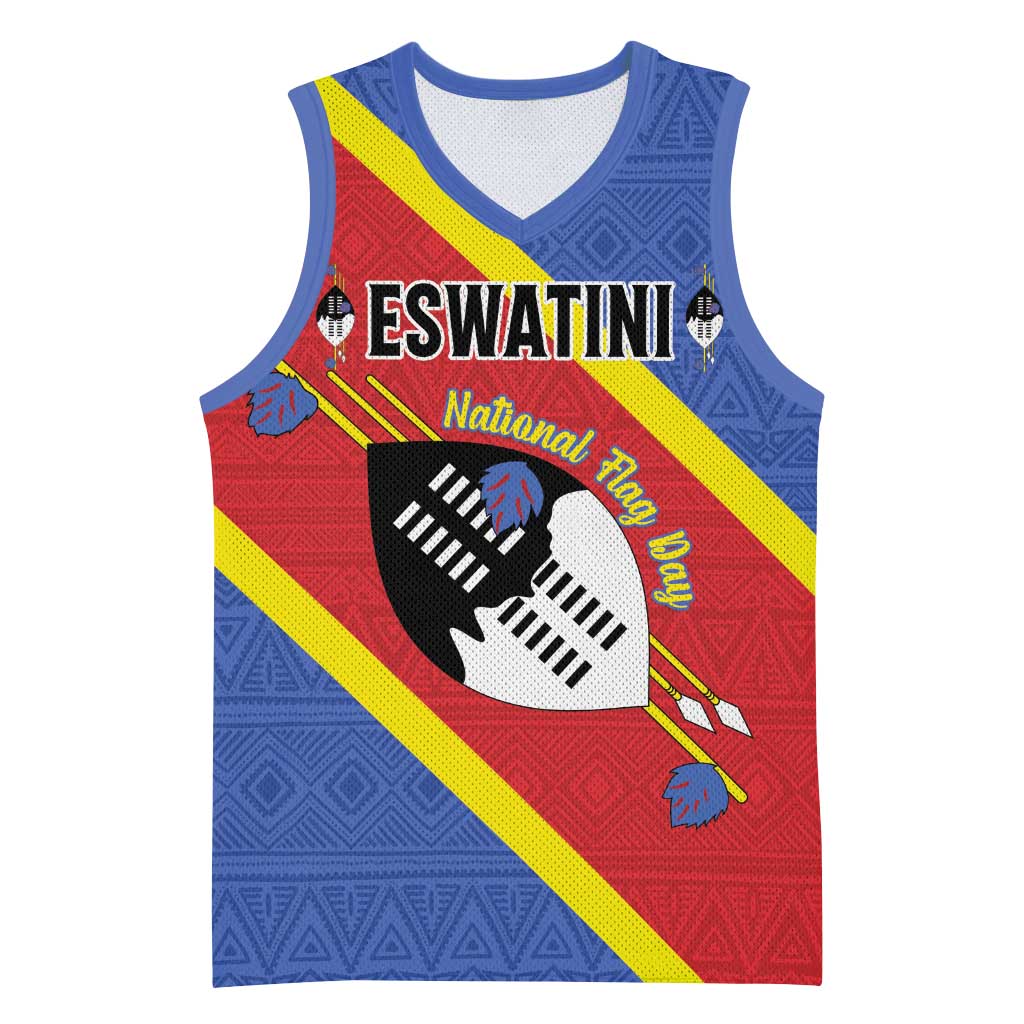 Personalized Happy Swaziland National Flag Day Basketball Jersey Nguni Shield Flag Style - African Pattern LT15