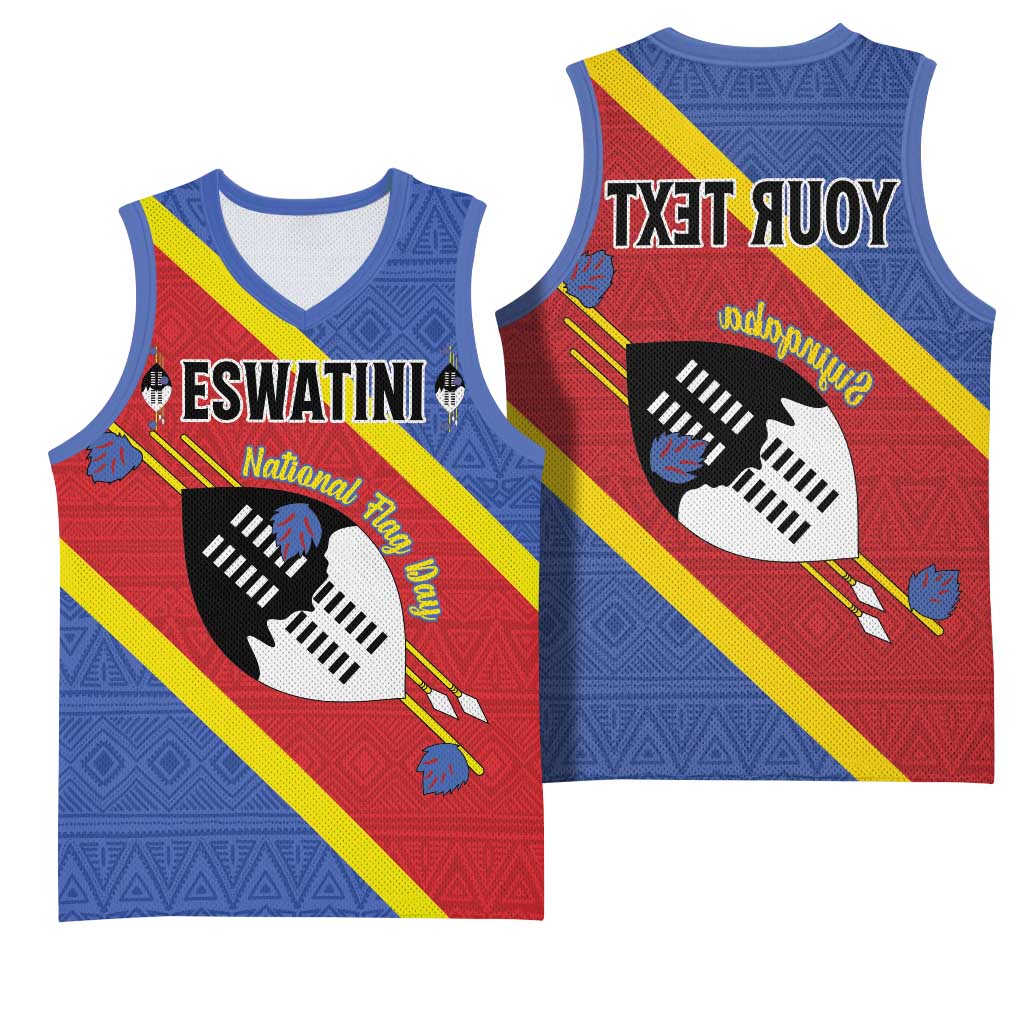 Personalized Happy Swaziland National Flag Day Basketball Jersey Nguni Shield Flag Style - African Pattern - African Pride