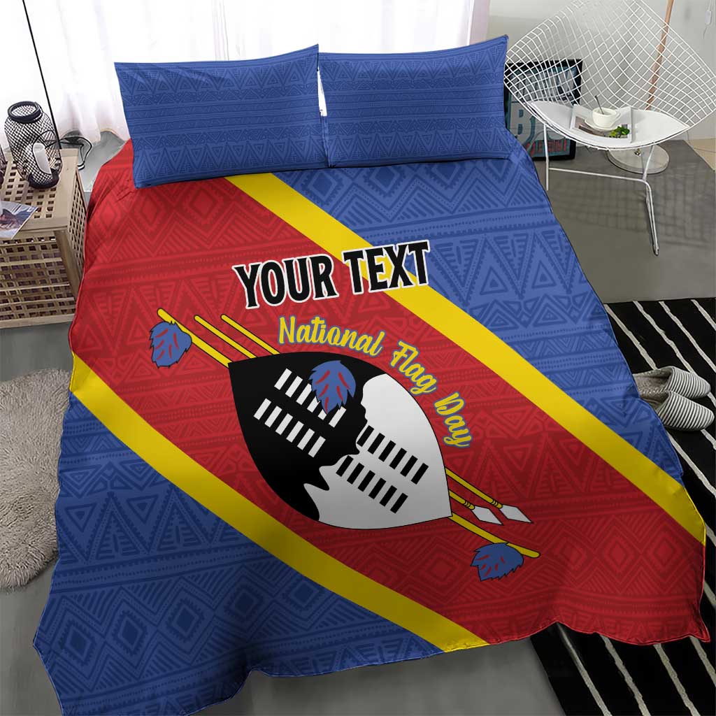 Personalized Happy Swaziland National Flag Day Bedding Set Nguni Shield Flag Style - African Pattern