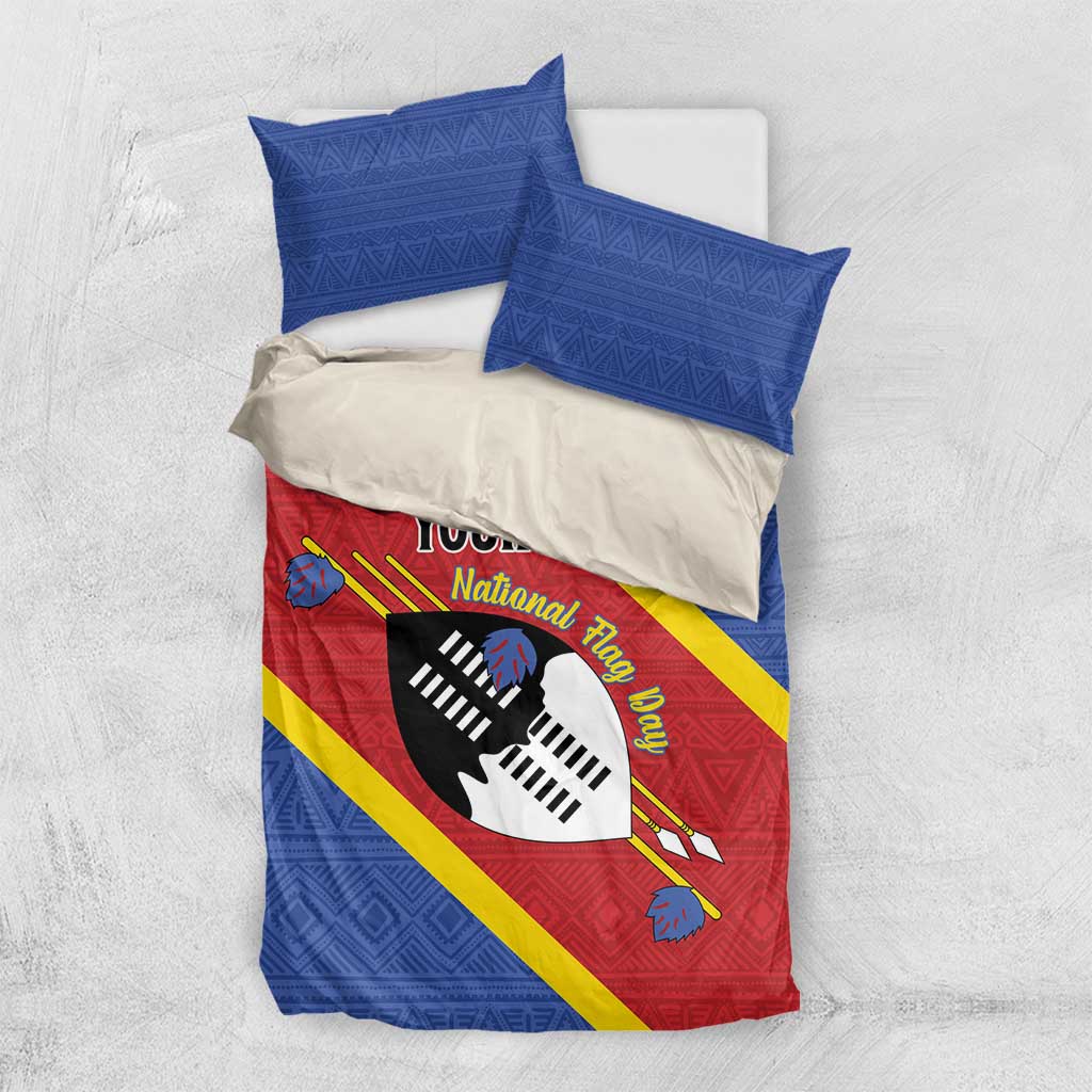 Personalized Happy Swaziland National Flag Day Bedding Set Nguni Shield Flag Style - African Pattern