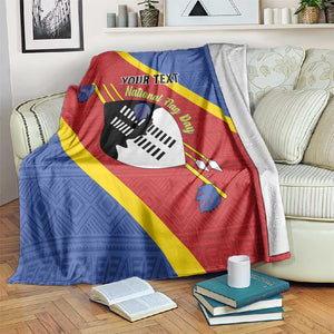 Personalized Happy Swaziland National Flag Day Blanket Nguni Shield Flag Style - African Pattern