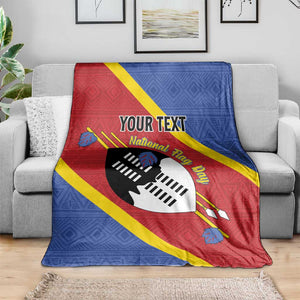 Personalized Happy Swaziland National Flag Day Blanket Nguni Shield Flag Style - African Pattern