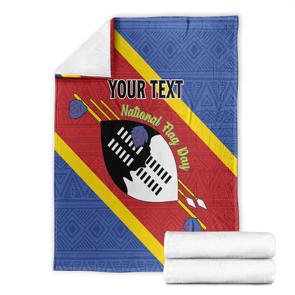 Personalized Happy Swaziland National Flag Day Blanket Nguni Shield Flag Style - African Pattern