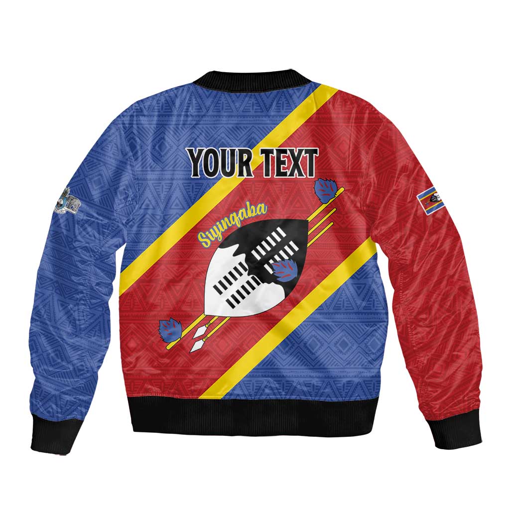 Personalized Happy Swaziland National Flag Day Bomber Jacket Nguni Shield Flag Style - African Pattern