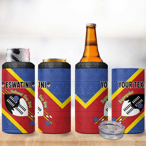 Personalized Happy Swaziland National Flag Day 4 in 1 Can Cooler Tumbler Nguni Shield Flag Style - African Pattern
