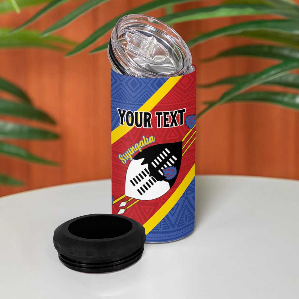Personalized Happy Swaziland National Flag Day 4 in 1 Can Cooler Tumbler Nguni Shield Flag Style - African Pattern
