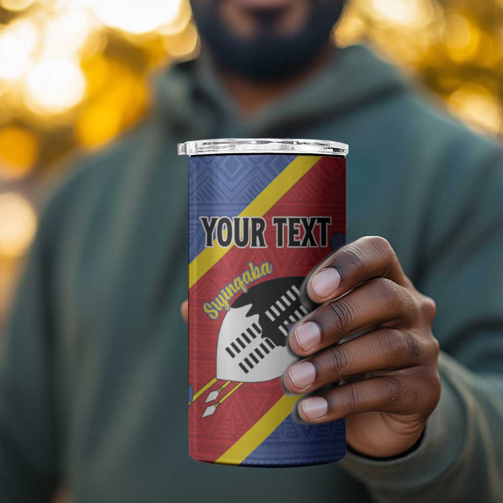 Personalized Happy Swaziland National Flag Day 4 in 1 Can Cooler Tumbler Nguni Shield Flag Style - African Pattern
