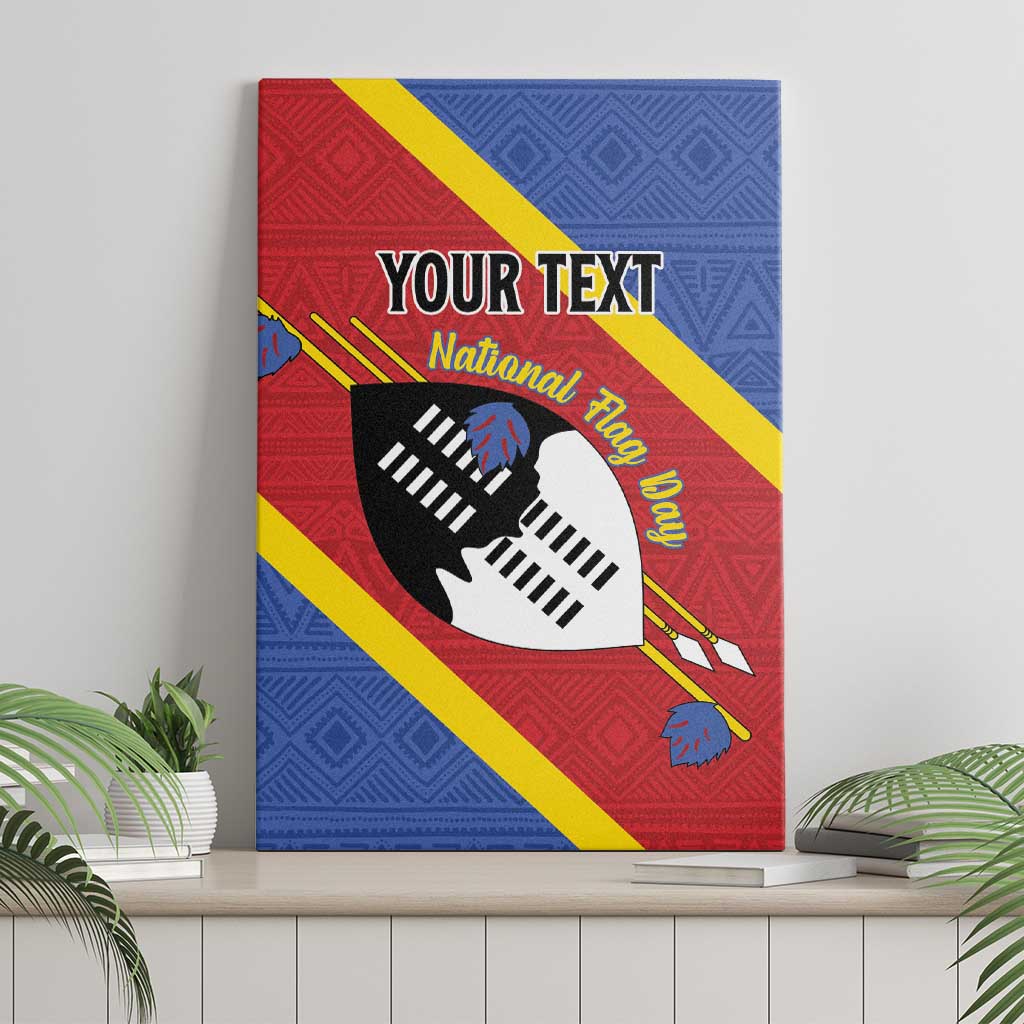 Personalized Happy Swaziland National Flag Day Canvas Wall Art Nguni Shield Flag Style - African Pattern