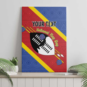 Personalized Happy Swaziland National Flag Day Canvas Wall Art Nguni Shield Flag Style - African Pattern