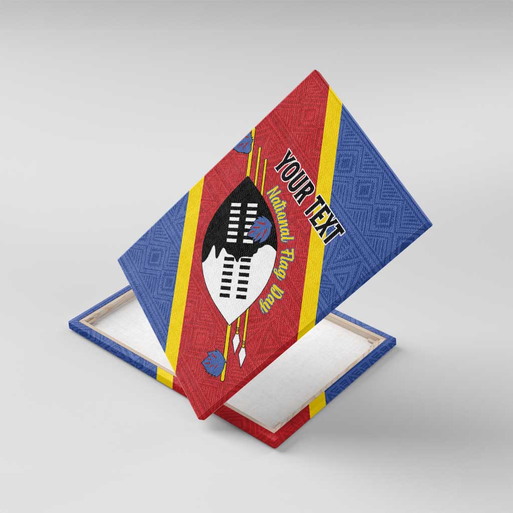 Personalized Happy Swaziland National Flag Day Canvas Wall Art Nguni Shield Flag Style - African Pattern