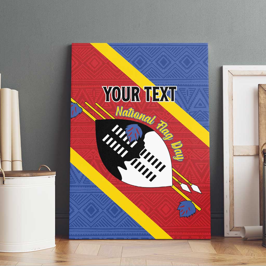 Personalized Happy Swaziland National Flag Day Canvas Wall Art Nguni Shield Flag Style - African Pattern