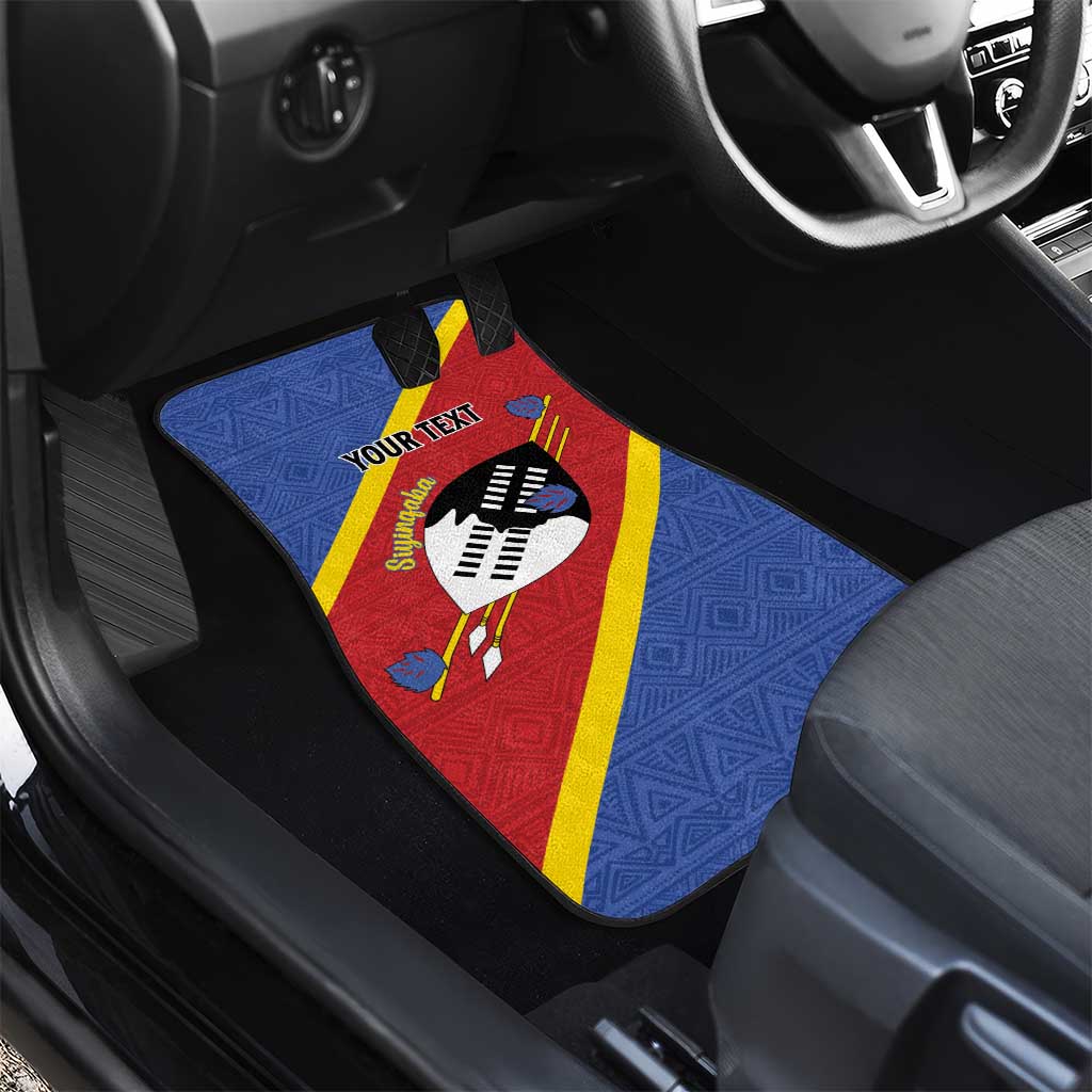 Personalized Happy Swaziland National Flag Day Car Mats Nguni Shield Flag Style - African Pattern