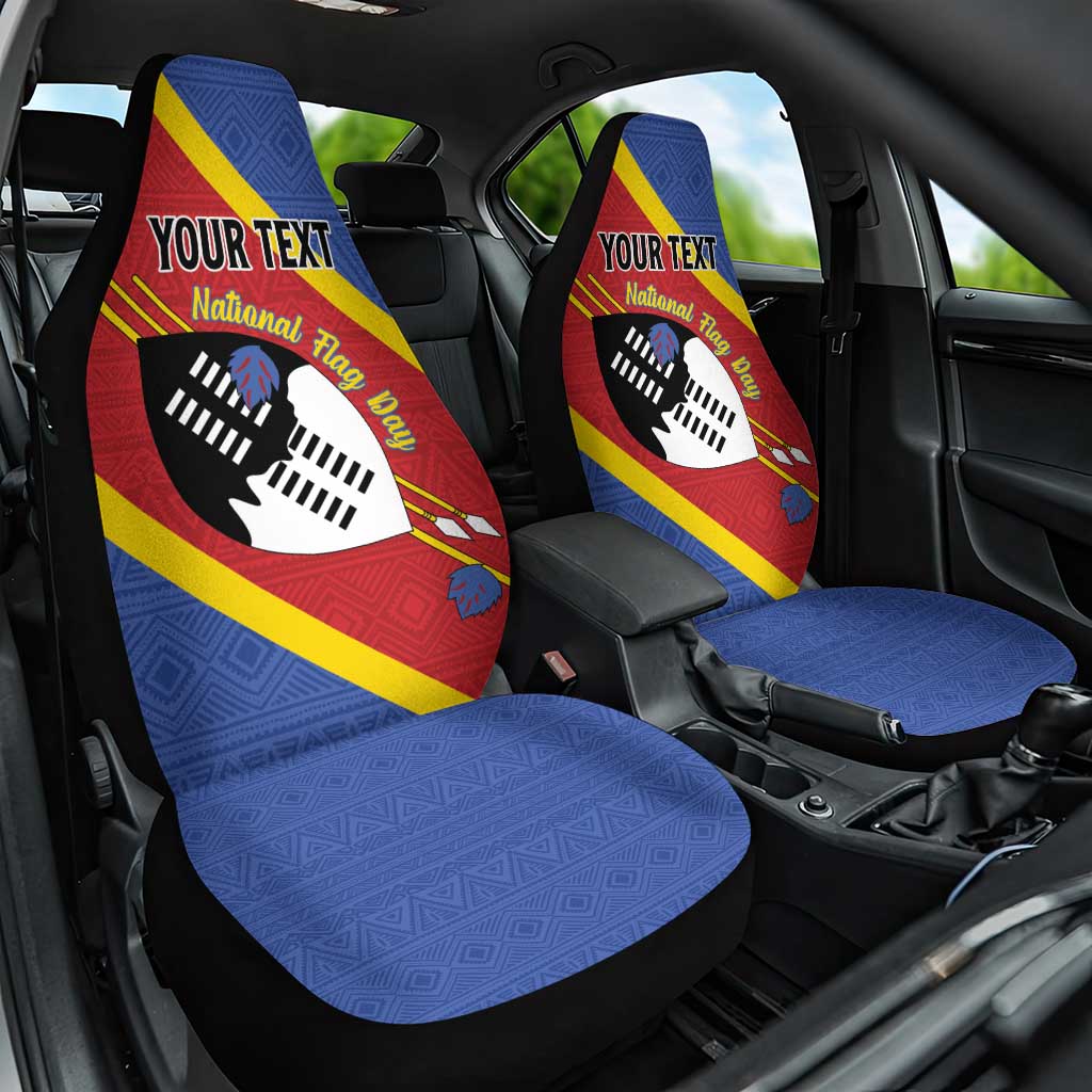 Personalized Happy Swaziland National Flag Day Car Seat Cover Nguni Shield Flag Style - African Pattern
