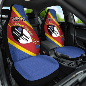 Personalized Happy Swaziland National Flag Day Car Seat Cover Nguni Shield Flag Style - African Pattern
