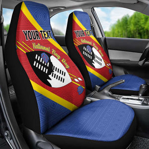 Personalized Happy Swaziland National Flag Day Car Seat Cover Nguni Shield Flag Style - African Pattern