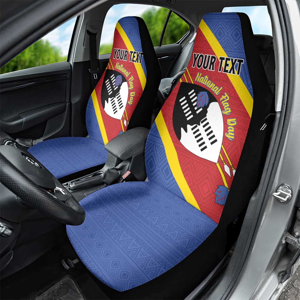 Personalized Happy Swaziland National Flag Day Car Seat Cover Nguni Shield Flag Style - African Pattern