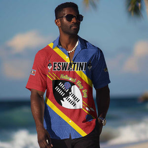 Personalized Happy Swaziland National Flag Day Hawaiian Shirt Nguni Shield Flag Style - African Pattern