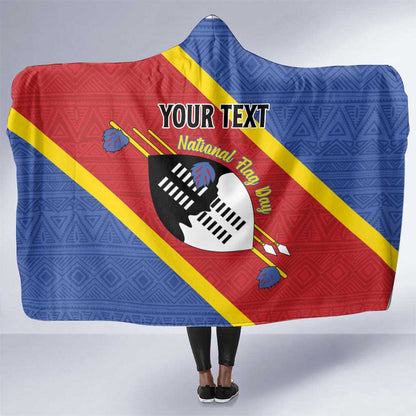 Personalized Happy Swaziland National Flag Day Hooded Blanket Nguni Shield Flag Style - African Pattern