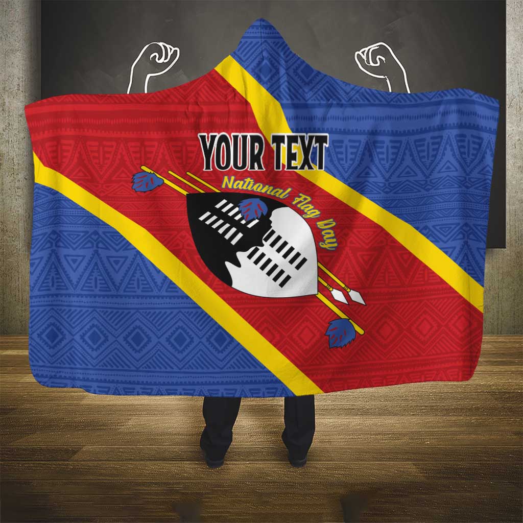 Personalized Happy Swaziland National Flag Day Hooded Blanket Nguni Shield Flag Style - African Pattern