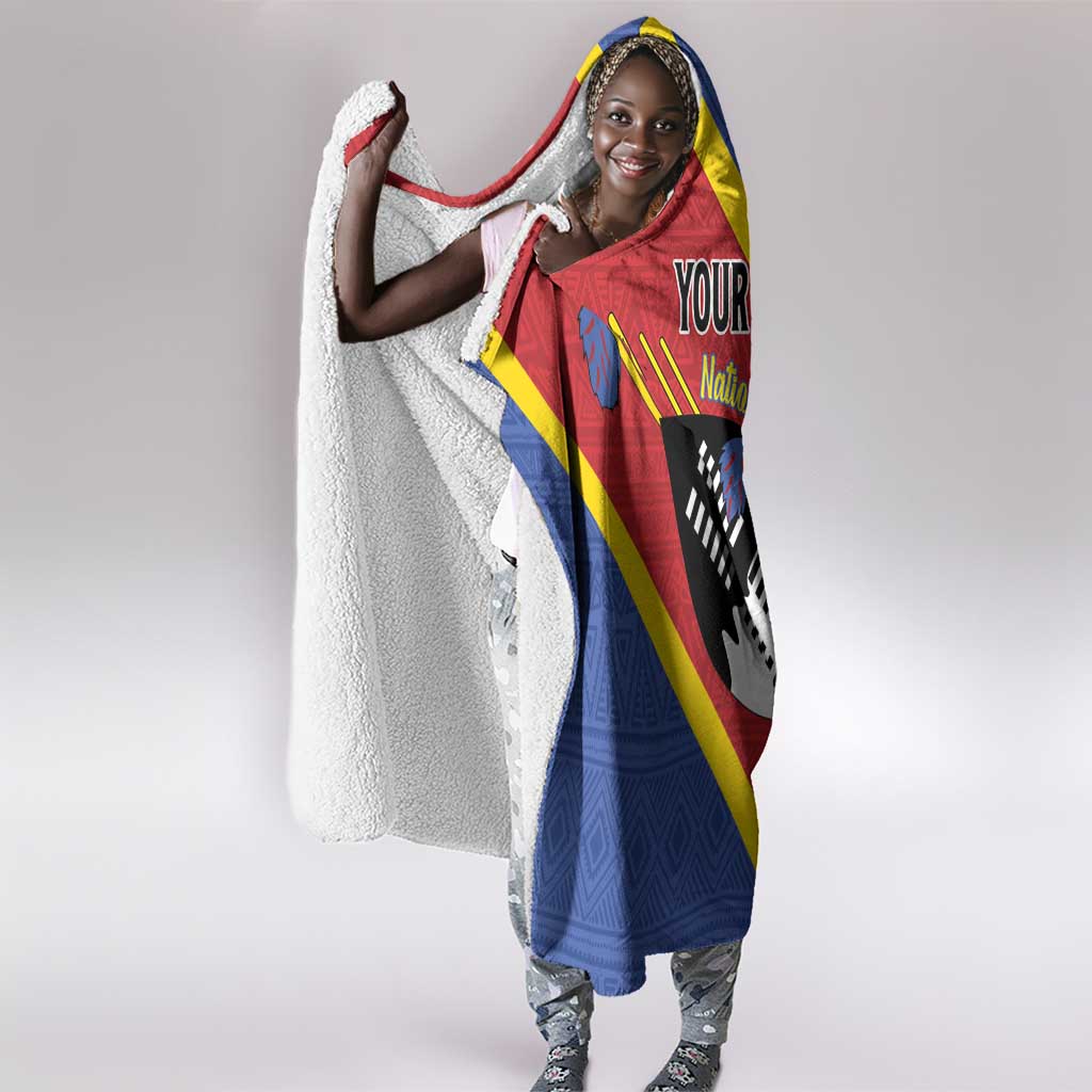 Personalized Happy Swaziland National Flag Day Hooded Blanket Nguni Shield Flag Style - African Pattern