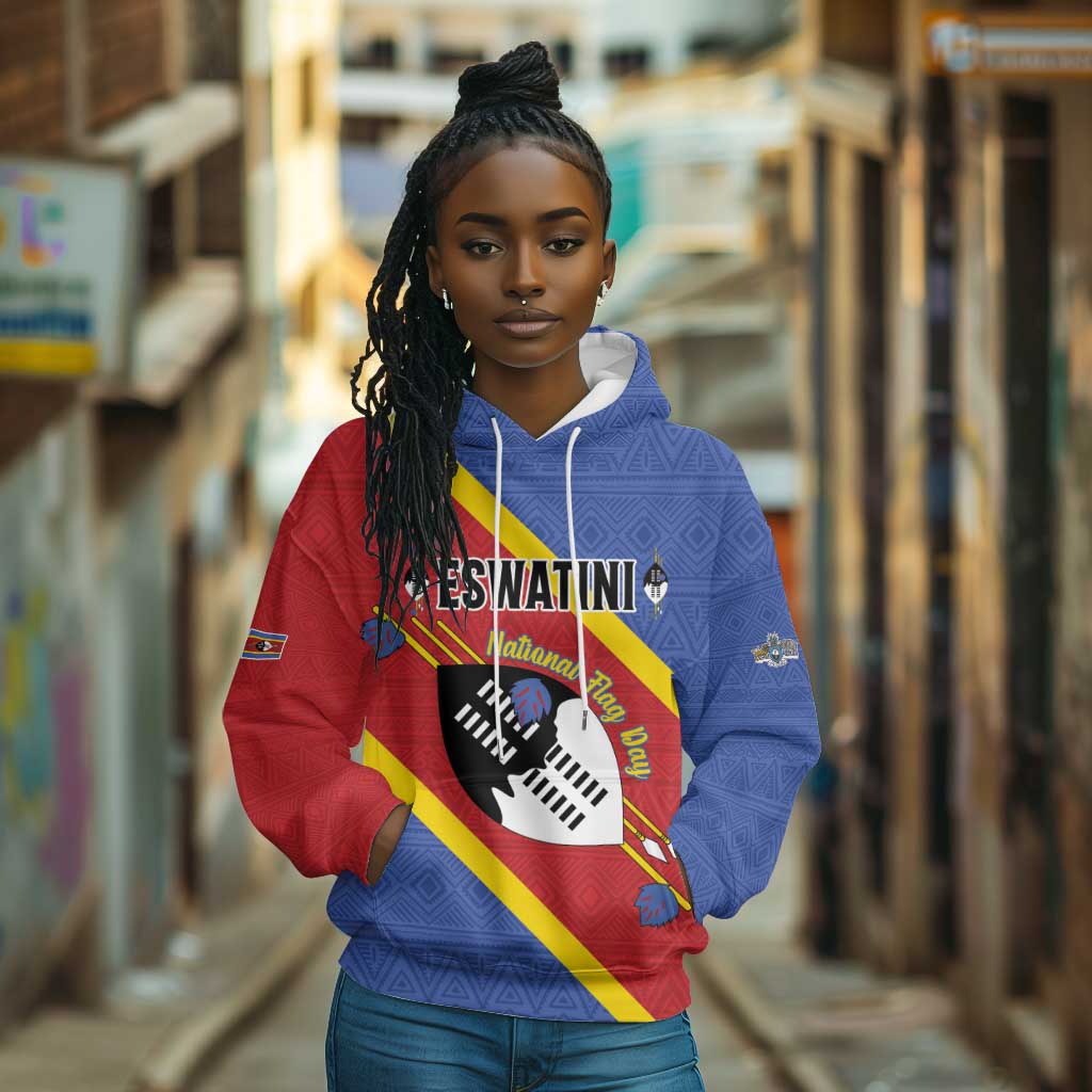 Personalized Happy Swaziland National Flag Day Hoodie Nguni Shield Flag Style - African Pattern