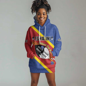Personalized Happy Swaziland National Flag Day Hoodie Dress Nguni Shield Flag Style - African Pattern