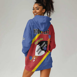 Personalized Happy Swaziland National Flag Day Hoodie Dress Nguni Shield Flag Style - African Pattern