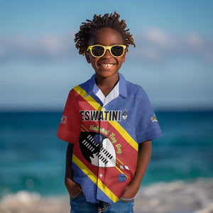 Personalized Happy Swaziland National Flag Day Kid Hawaiian Shirt Nguni Shield Flag Style - African Pattern