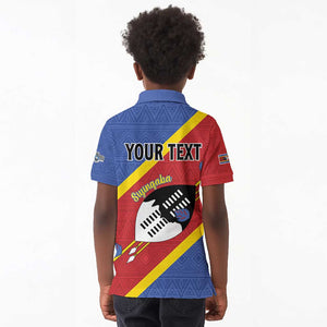 Personalized Happy Swaziland National Flag Day Kid Polo Shirt Nguni Shield Flag Style - African Pattern